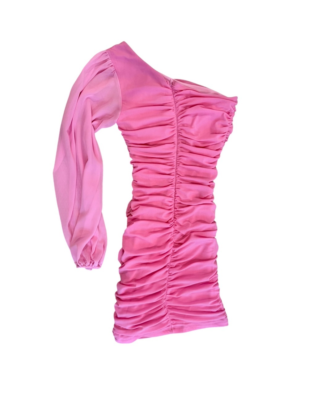Hello Molly Pink Ruched Party It Up Dress One Shoulder Mini Size S 4 NWT Revolve - Picture 4 of 7